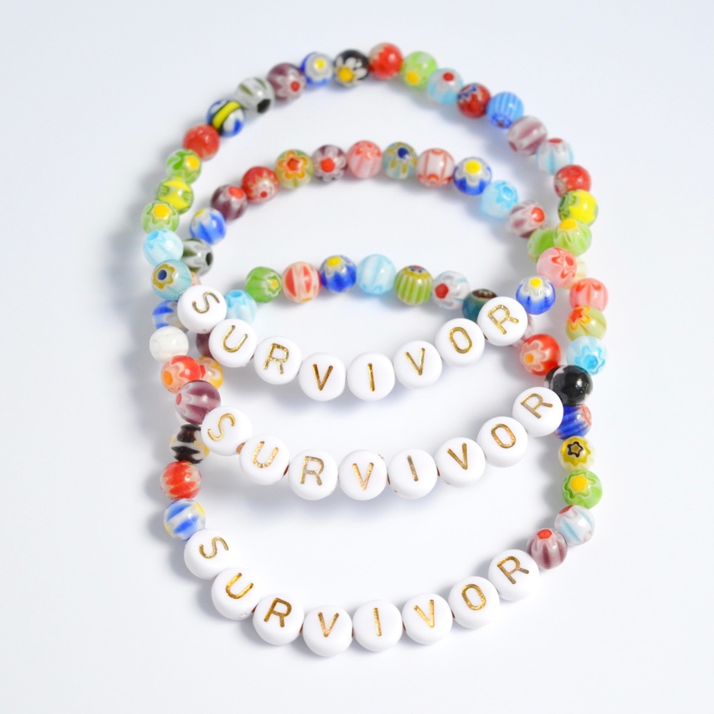 "Survivor" Adult Child Millefiori Beaded Bracelet